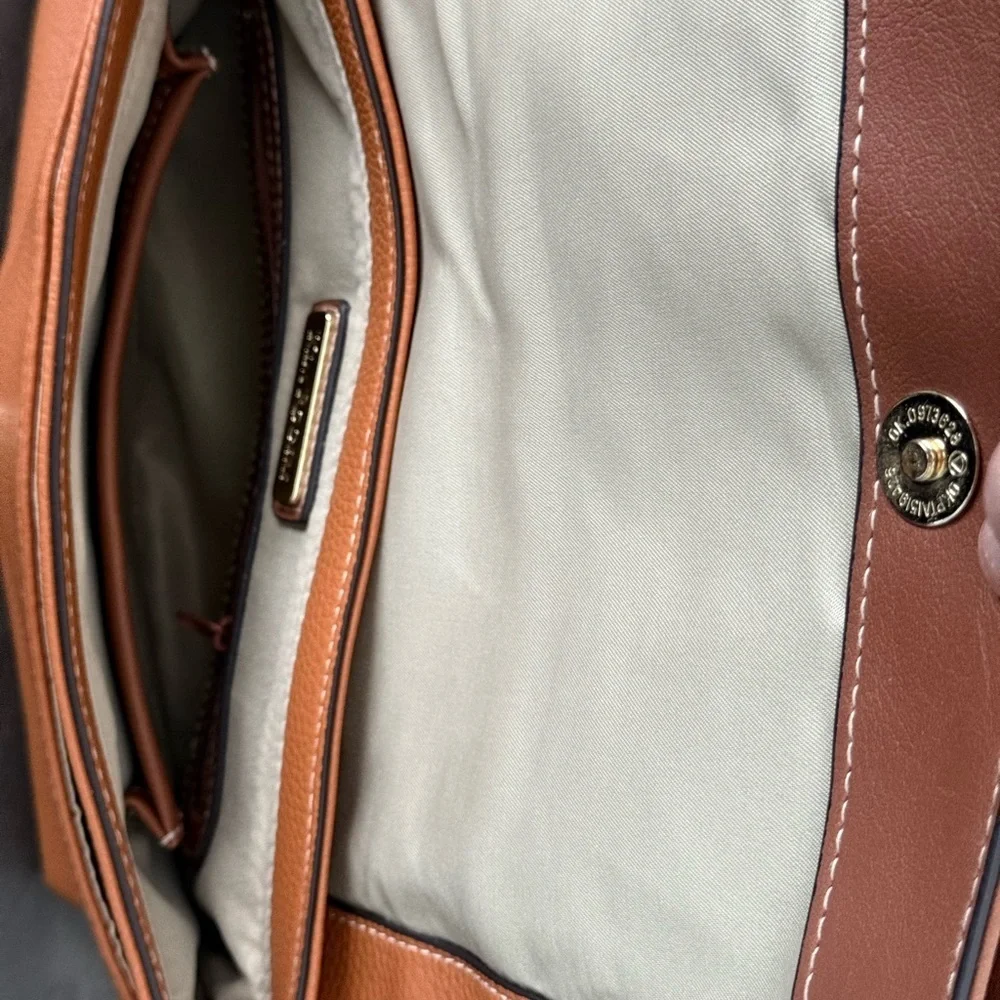 Kim Rogers Fold Over Crossbody Shoulder Handbag Tan / Brown